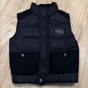 Vintage Versace Kids Black Puffer Vest with Logo Patch